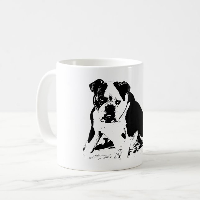 Taza De Café Actitud de compresión, B&W negrita (Anverso izquierdo)