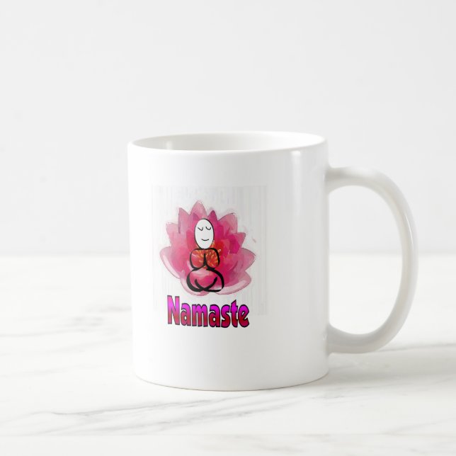 Taza De Café Actitud de la yoga con la flor de Lotus "Namaste " (Derecha)