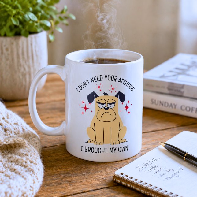Taza De Café Actitud de Perro Divertida  (Subido por el creador)