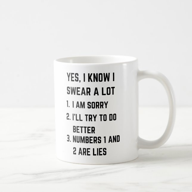 Taza De Café Actitud Sarcástica Mug, Divertido juramento (Derecha)