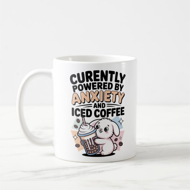 Taza De Café Actualmente Funciona con Ansiedad y Conejo de Café (Izquierda)