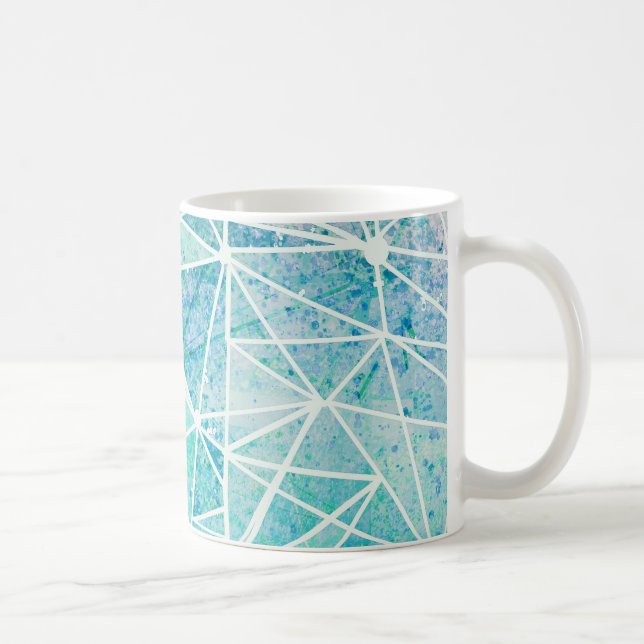 Taza De Café acuamarina con espacio geométrico blanco (Derecha)
