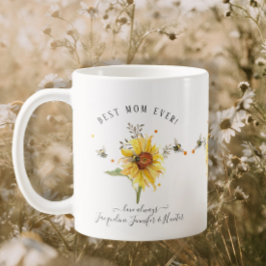 Taza De Café Acuarela Abejas de girasol mejor guión de mamá de 