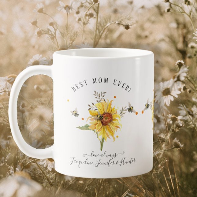 Taza De Café Acuarela Abejas de girasol mejor guión de mamá de  (Subido por el creador)