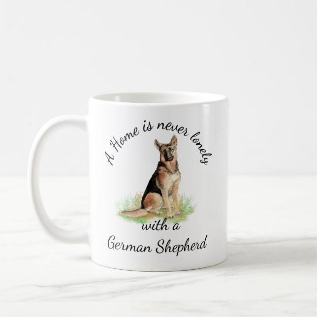 Taza De Café Acuarela Alemán Pastor Mascota de Perro Animal (Izquierda)