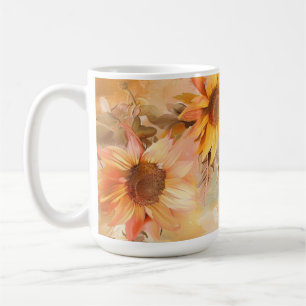 Taza De Café Acuarela Amarilla de Girasol de Verano