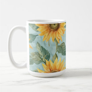 Taza De Café Acuarela Amarilla de Verano de Girasol