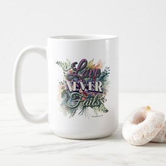 Taza De Café Acuarela Amor Floral Nunca Falla Escritura