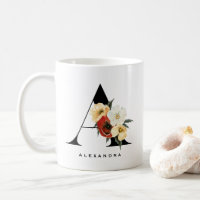 Acuarela Anemone Botanicals Letter A Monograma