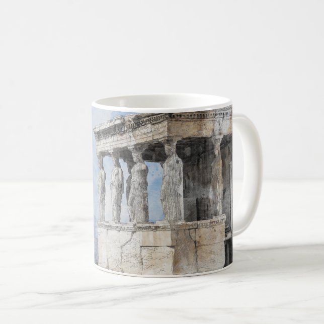 Taza De Café Acuarela Antiguo Café Atenas Mug - Ruinas griegas (Anverso derecho)
