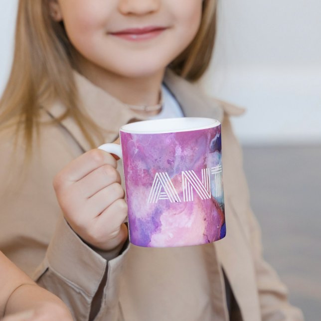 Taza De Café Acuarela Arcoiris Nombre Personalizable Brillante (Subido por el creador)