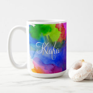 Taza De Café Acuarela arcoiris personalizado