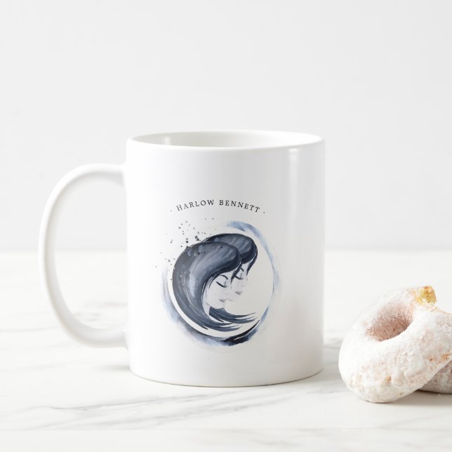 Taza De Café Acuarela Astrología Gemini Rótulo Zodiac | Monogra (Con donut)