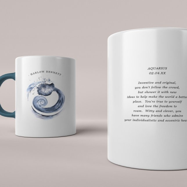 Taza De Café Acuarela Astrología Zodiac | Monograma (Subido por el creador)
