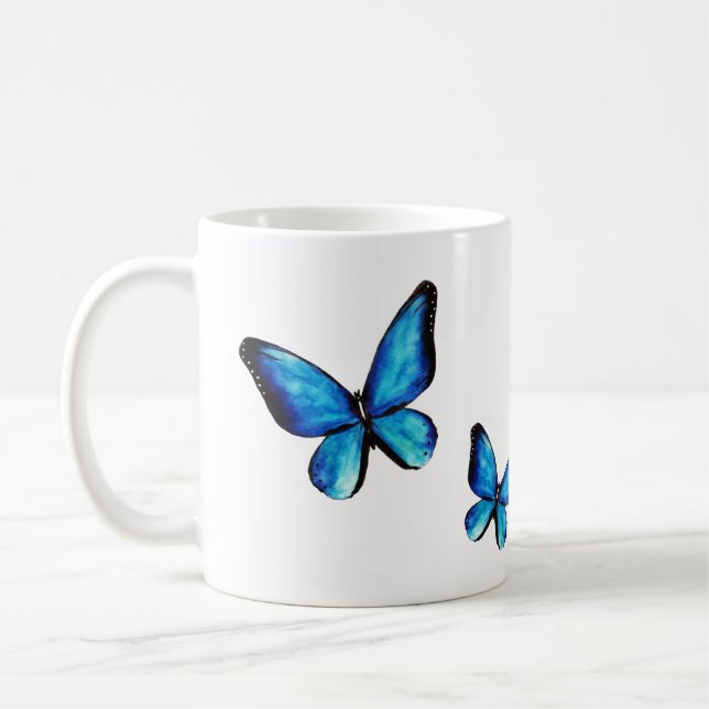 Taza De Café Acuarela azul acuática (Izquierda)