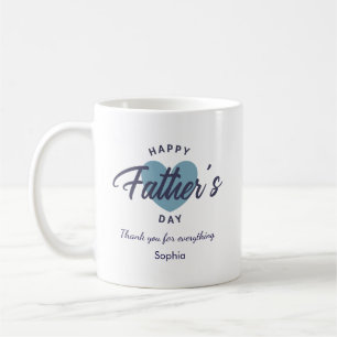 Taza De Café Acuarela Azul Feliz Día del Padre Personalizado 