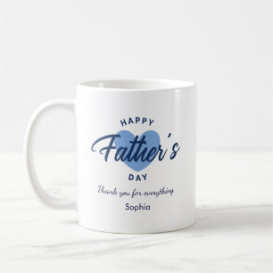 Taza De Café Acuarela Azul Feliz Día del Padre Personalizado