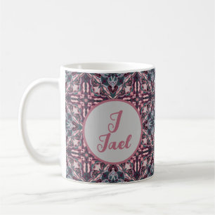 Taza De Café Acuarela Azulejo Español Rosa Personalizado