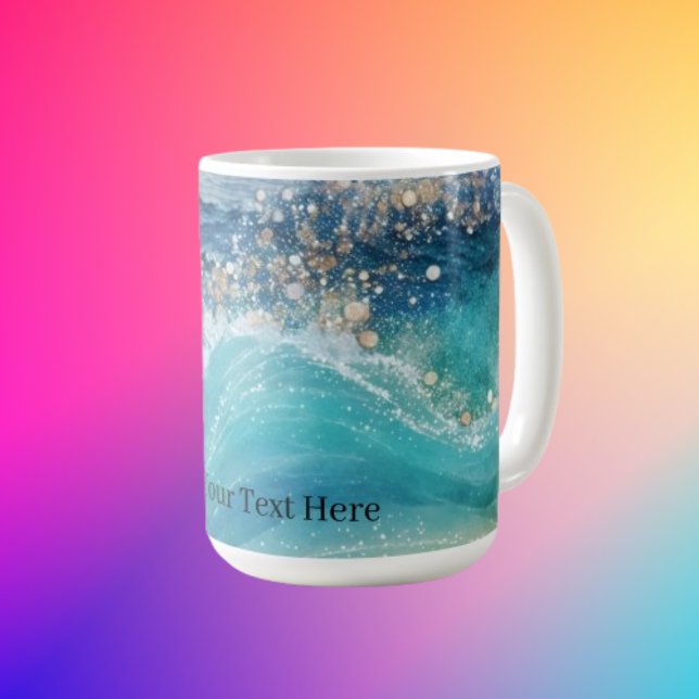Taza De Café Acuarela Blue White Ocean Wave Personalizado Foto  (Subido por el creador)