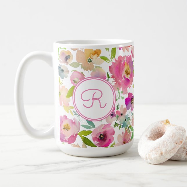 Taza De Café Acuarela Boho Pastel (Con donut)