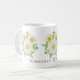 Taza De Café Acuarela Botánica minimalista Daisy Flower Mug