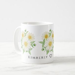 Taza De Café Acuarela Botánica minimalista Daisy Flower Mug