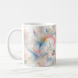 Taza De Café Acuarela Botánica Pastel Elegante