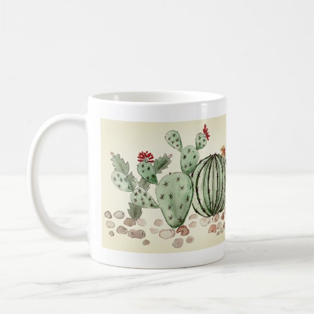 Taza De Café acuarela, cactus (Izquierda)