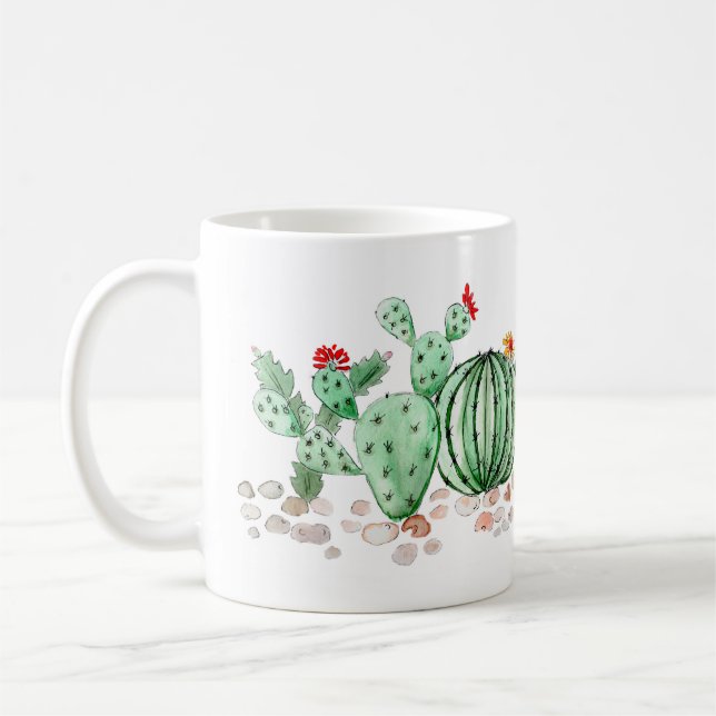 Taza De Café acuarela, cactus (Izquierda)