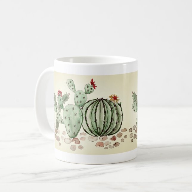 Taza De Café acuarela, cactus (Anverso izquierdo)