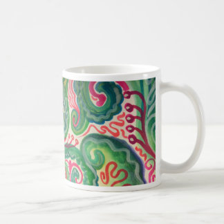 Taza De Café Acuarela caprichosa: Rosa e II verde claro