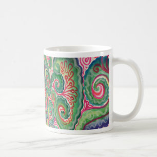 Taza De Café Acuarela caprichosa: Rosa y verde claro