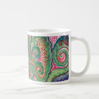 Taza De Café Acuarela caprichosa: Rosa y verde claro