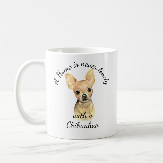 Taza De Café Acuarela Chihuahua Perro Mascota Animal (Izquierda)