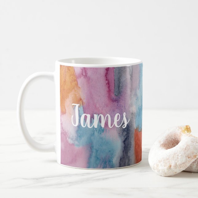 Taza De Café Acuarela Colorida (Con donut)