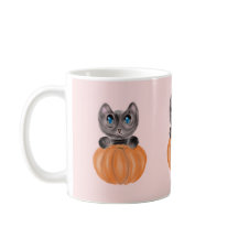 Acuarela Cuidada Gato y Calabaza Mug
