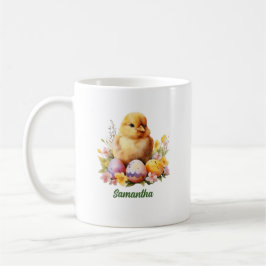 Taza De Café Acuarela cutánea Pollo de Pascua con huevos