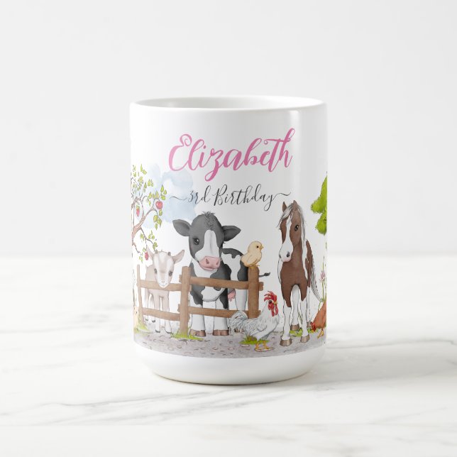 Taza De Café Acuarela Cute Country Farm Animals (Centro)