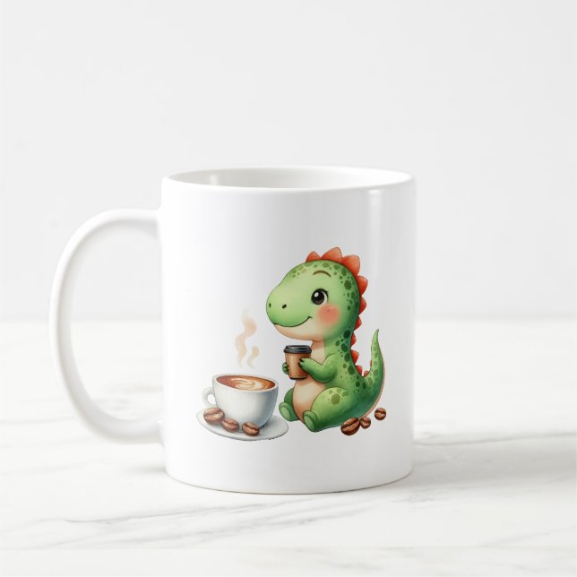 Taza De Café acuarela Cute Dinosaur T Rex beber café (Izquierda)