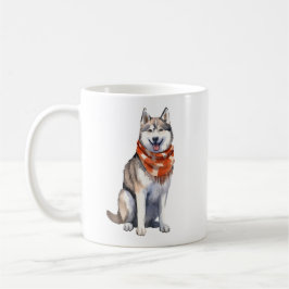 Taza De Café Acuarela Cute Perro Husky Siberiano