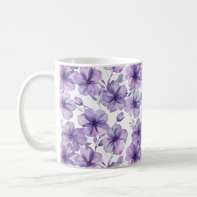 Taza De Café Acuarela Cute Sofisticada Moda Floral Romántica (Izquierda)