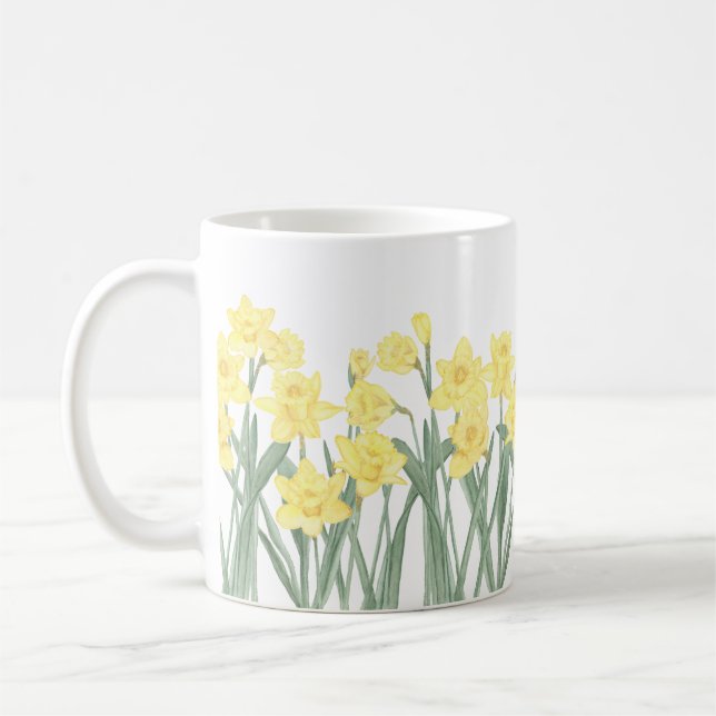 Taza De Café Acuarela Daffodil Ditzy Floral (Izquierda)