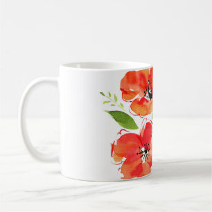 Taza De Café Acuarela de amapola ornamental: Bouquet aislado