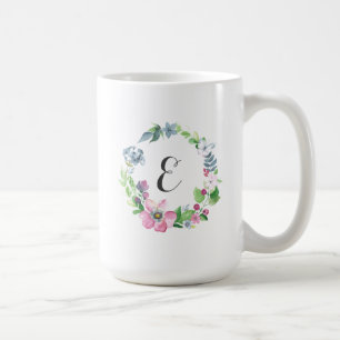 Taza De Café Acuarela de Boho floral y monograma de la mariposa