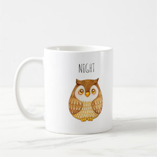 Taza De Café Acuarela de búho nocturno