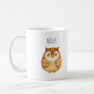 Taza De Café Acuarela de búho nocturno