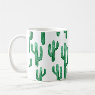 Taza De Café acuarela de cactus: ilustracion dibujado a mano