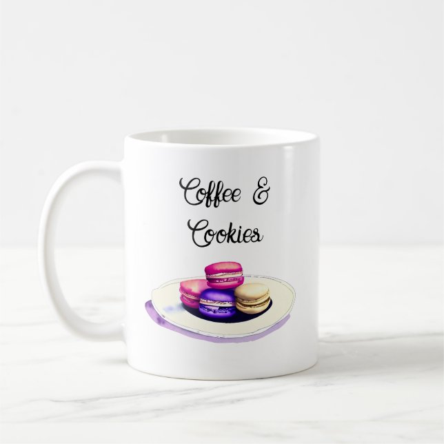 Taza De Café Acuarela de café y cookies (Izquierda)