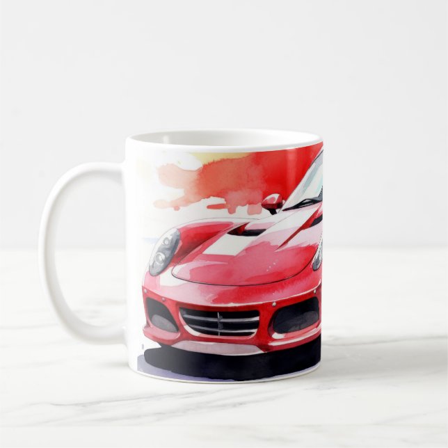 Taza De Café Acuarela de coches (Izquierda)
