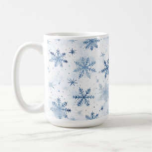 Taza De Café Acuarela de copo de nieve de invierno